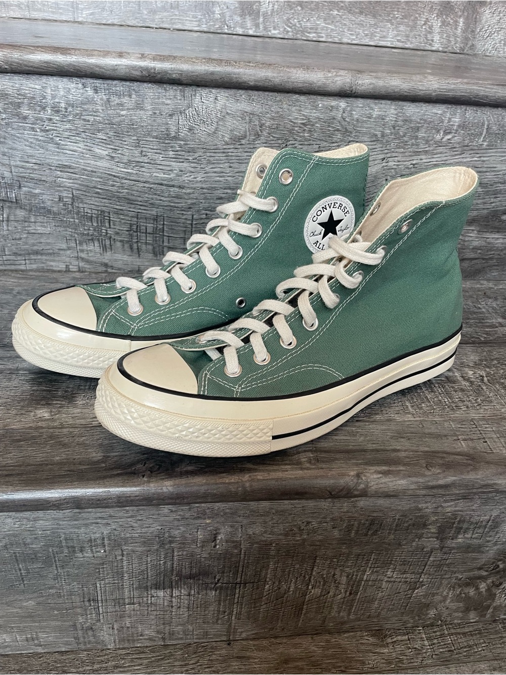 Converse High Top Sneakers in Sage Green and Cream